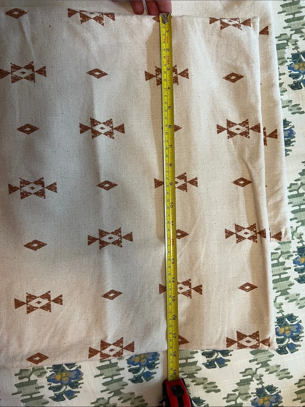 Cream Pillow Covers with Rust Geometric Print